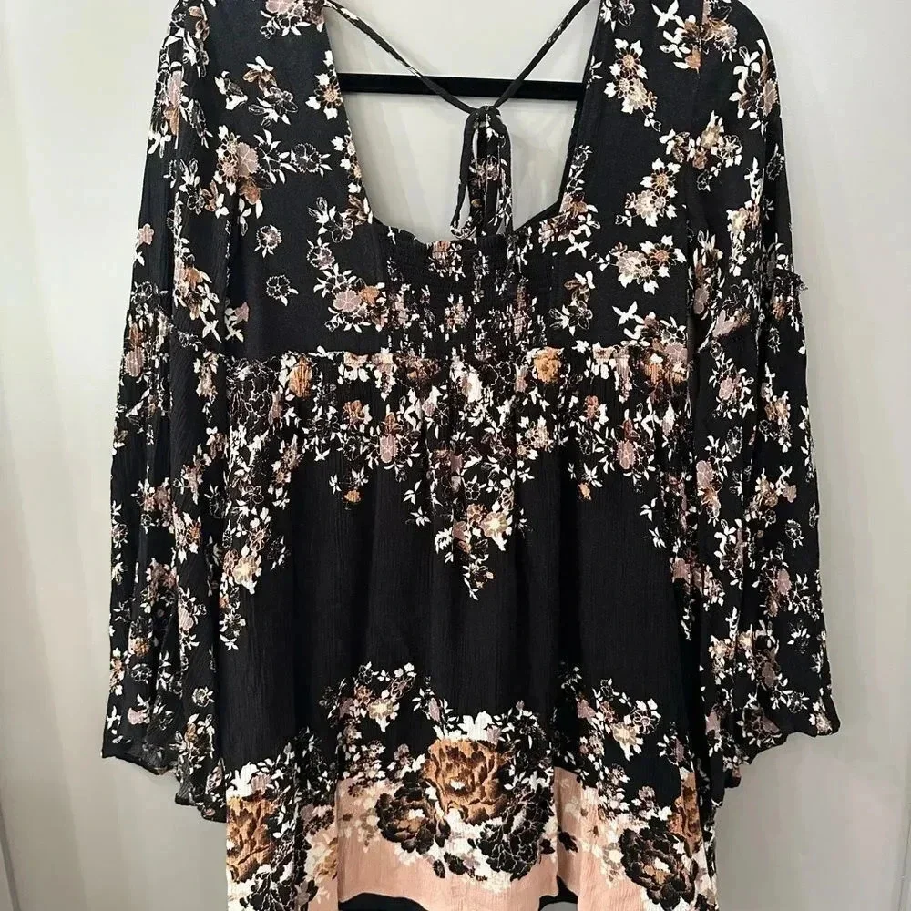 Free People Dress Modern Chinoiserie Bell Sleeve Size Small - Picture 5 of 8
